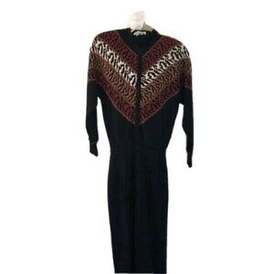 Antonella Preve Jumpsuit Womens Medium M Vintage Black Mixed Leopard Pattern